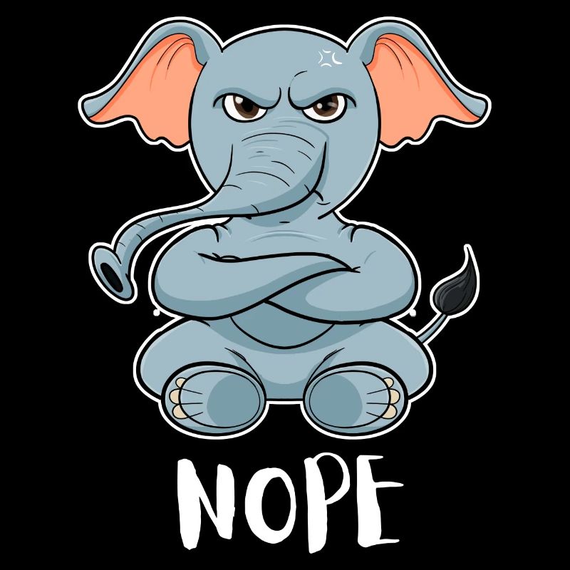 Nope Funny Lazy Elephant