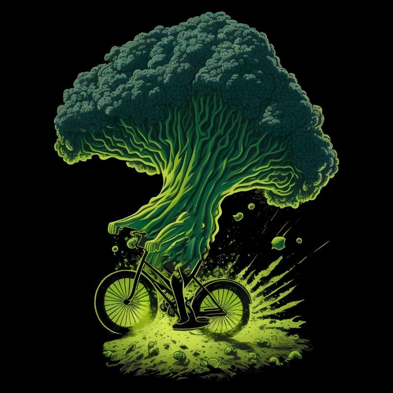 Broccoli rides a bike