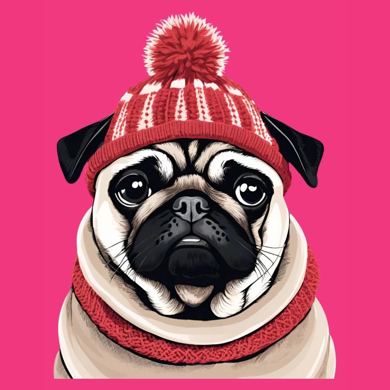 Mops mit Mütze
