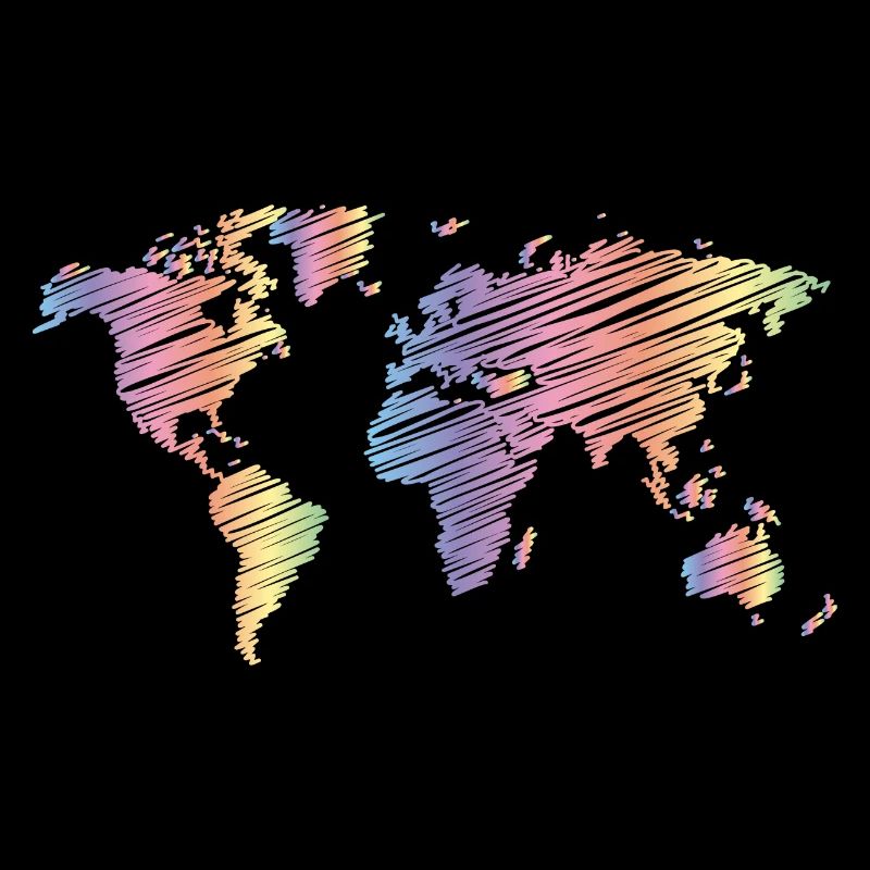 Pastel World Map Colorful World