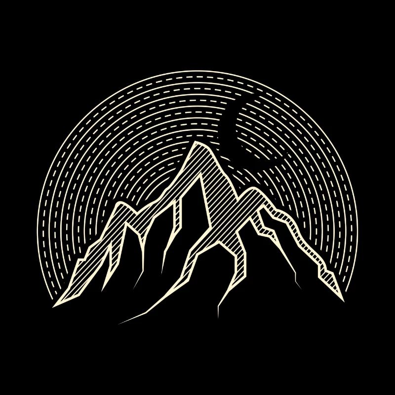 Abstract mountain camping illustration gift