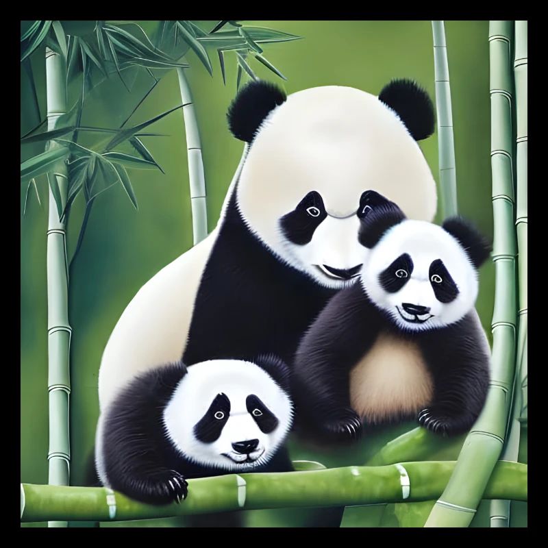 Panda Mutter mit zwei Kindern