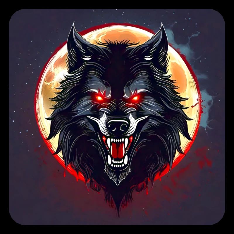 Horror werewolf with red glowing eyes