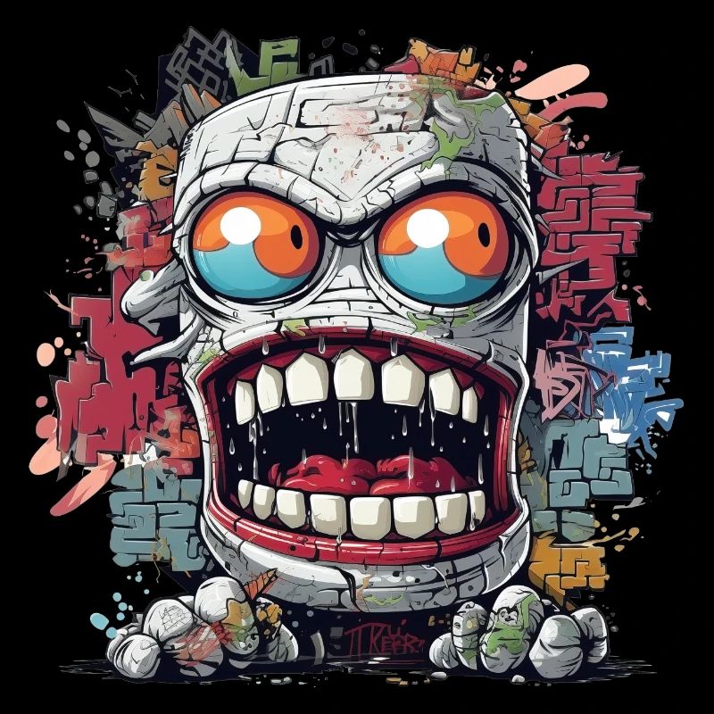 Monstre de graffiti dans la conception d’art de rue urbain