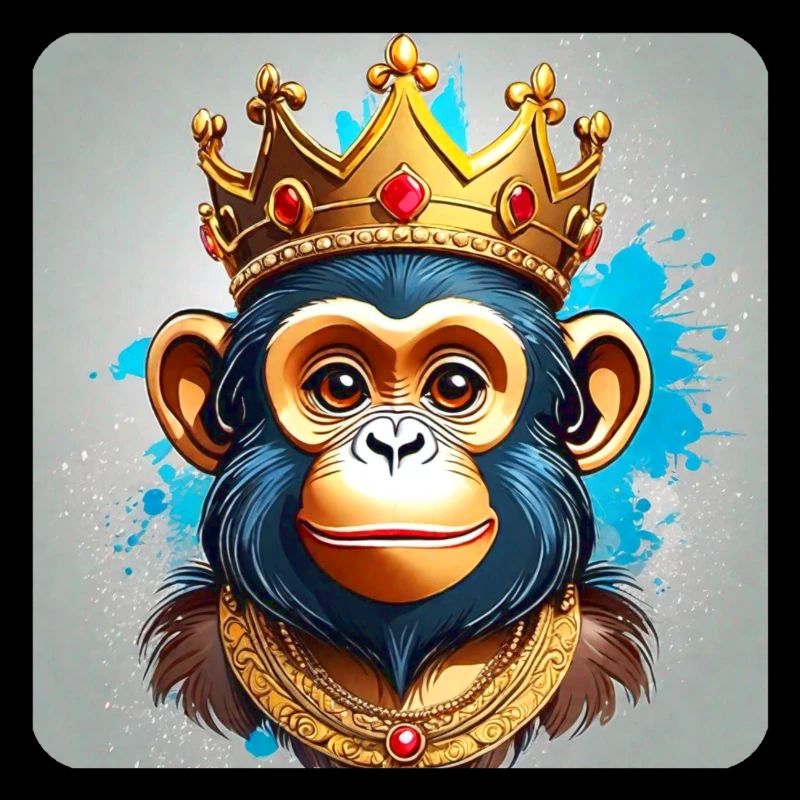 Singe mignon avec couronne dans le style de dessin animé