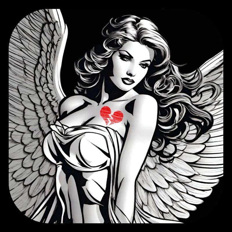 Angel broken heart tattoo