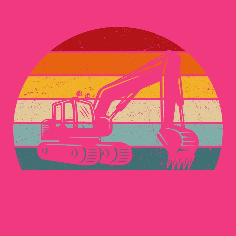 Retro Excavator Excavator Driver Construction Site Construction Worker