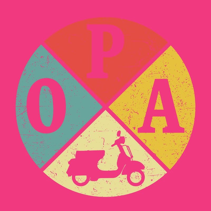 Opa roller t-shirt rollerfahren retro moped