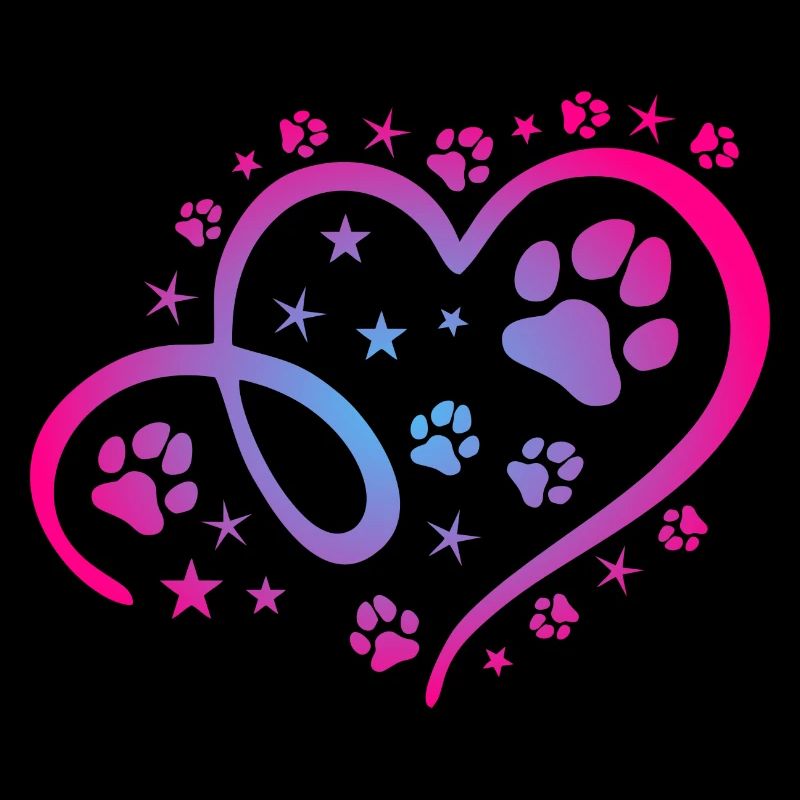 Herz mit Pfötchen und Sternen