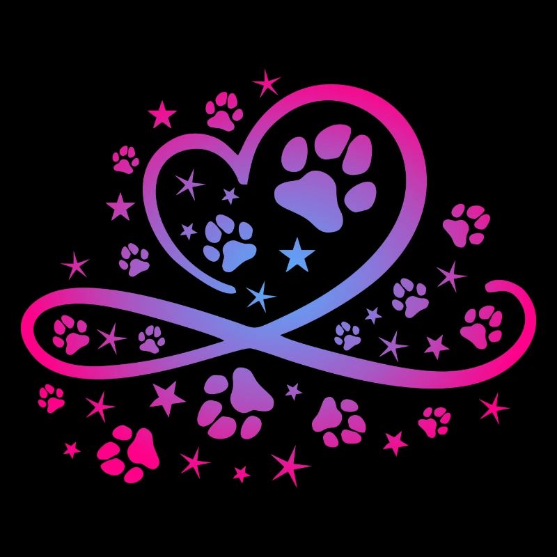 Herz mit Pfötchen und Sternen