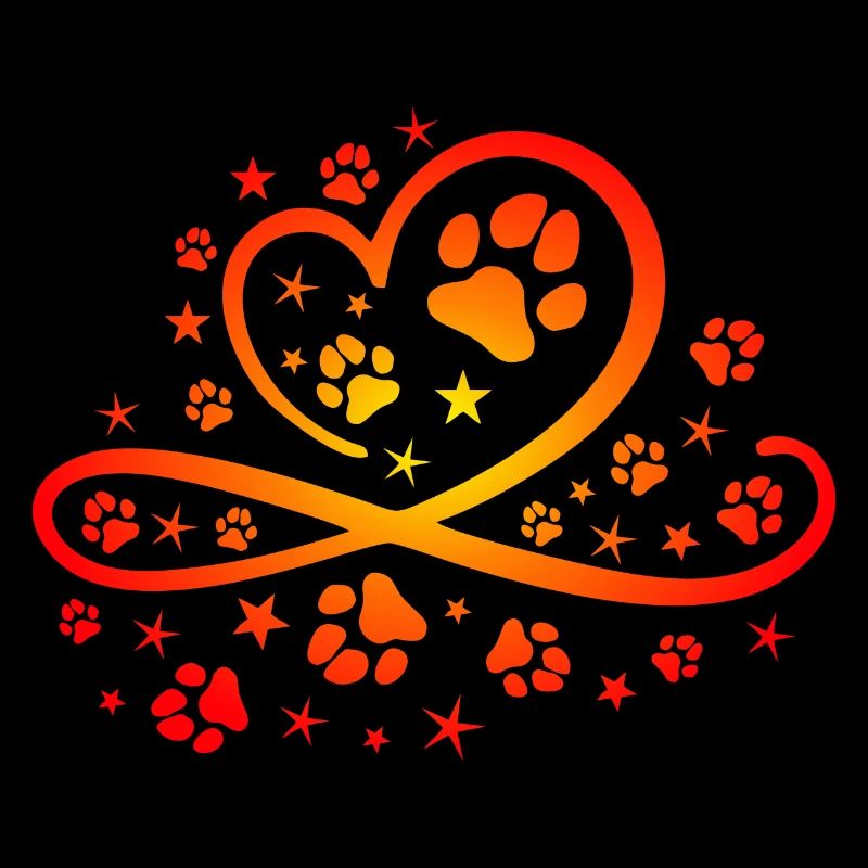 Herz mit Pfötchen und Sternen