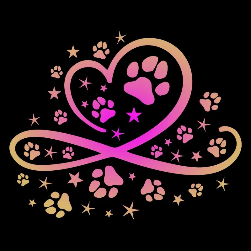 Herz mit Pfötchen und Sternen