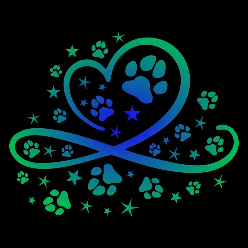 Herz mit Pfötchen und Sternen