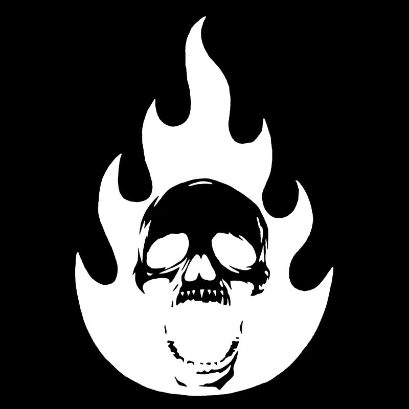 Skull and white flame