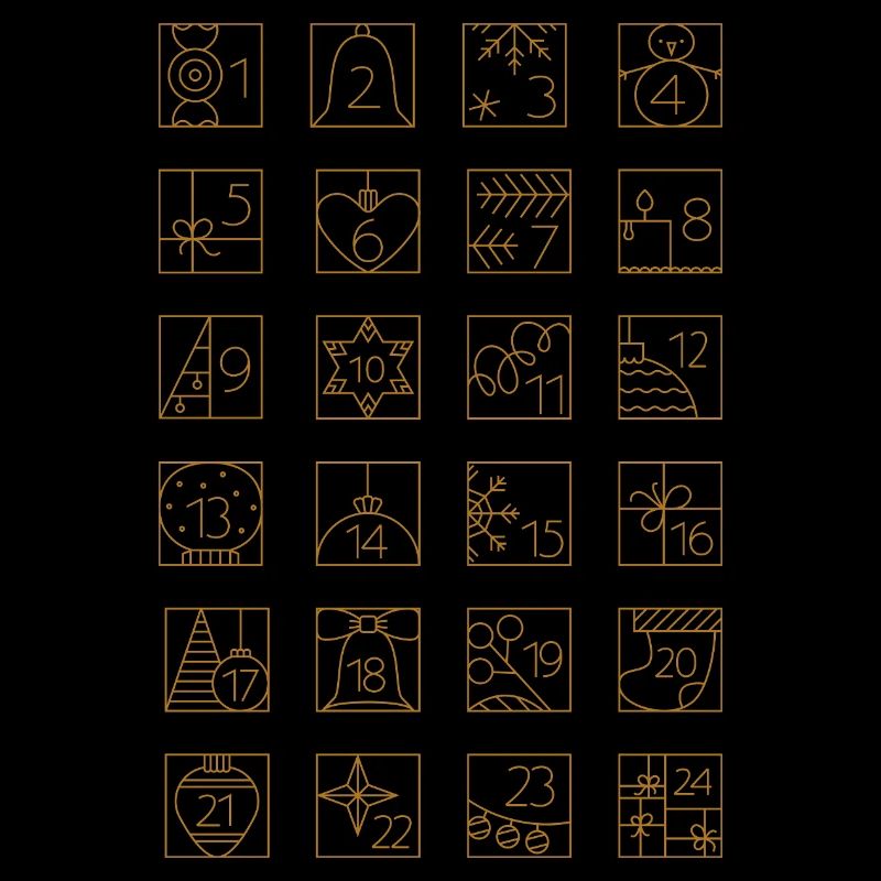 Advent Calendar Gold Checkered Geometric Pattern