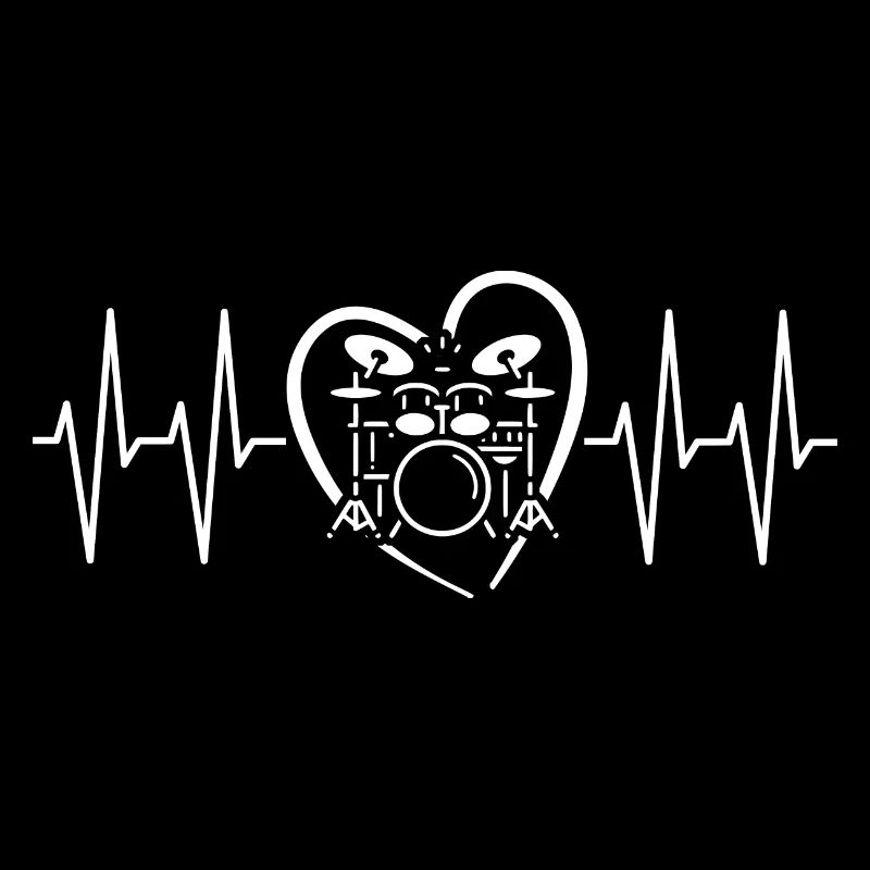 Drum Kit with Heart Line Rhythm Drummer Design