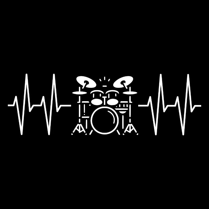 Drum Kit with Heart Line Rhythm Drummer Design