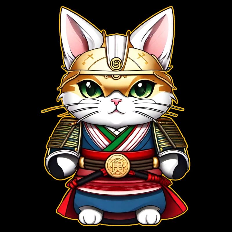 Cute samurai cat