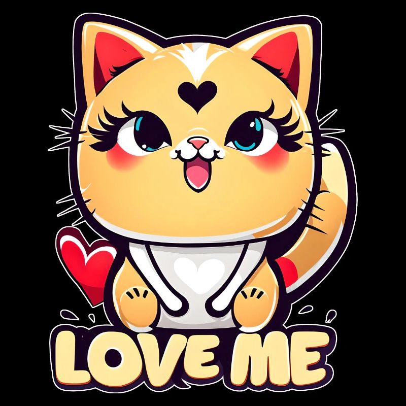 Un drôle chat chibi plein d'amour
