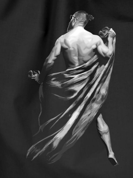 Man behind robe.