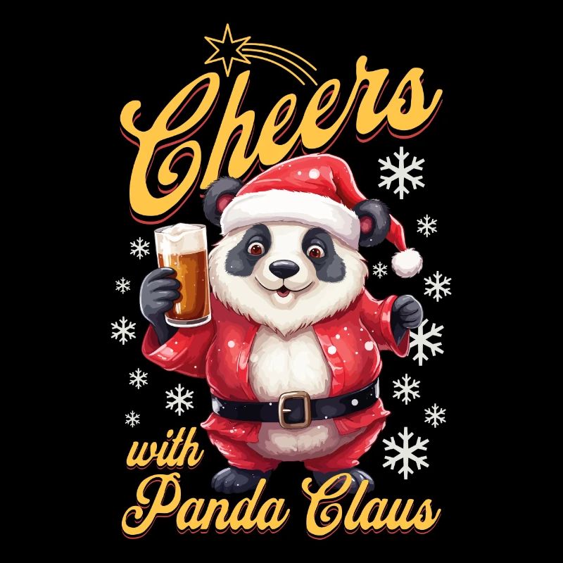Noël Bière Panda Ours Alcool Cheers Drôle