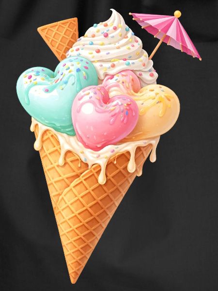 Herz Eis in Waffel Illustration 