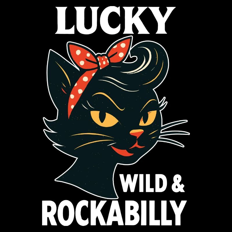 Lucky, Wild & Rockabilly: Black Retro Cat