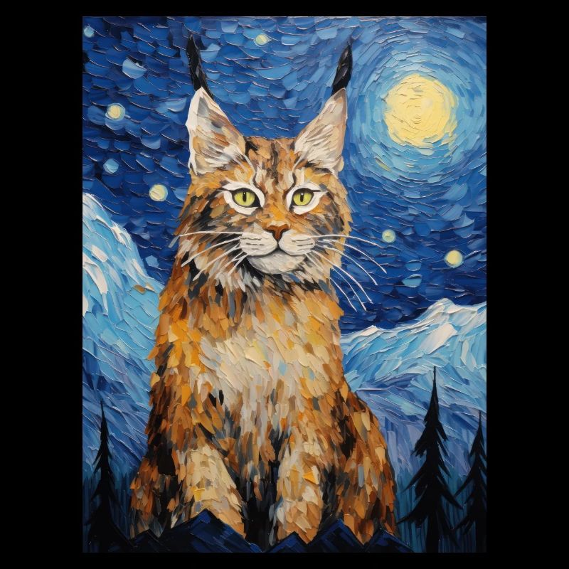 luchs, van gogh, sternennacht, tier