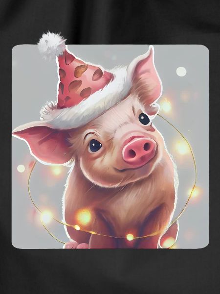 Piglet with Christmas hat