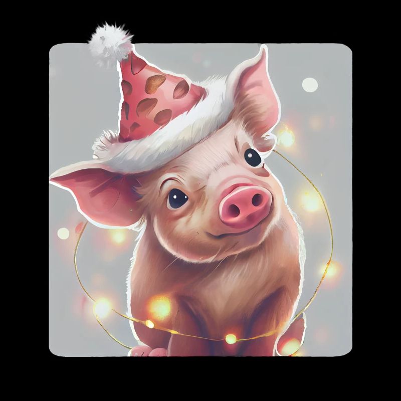 Piglet with Christmas hat