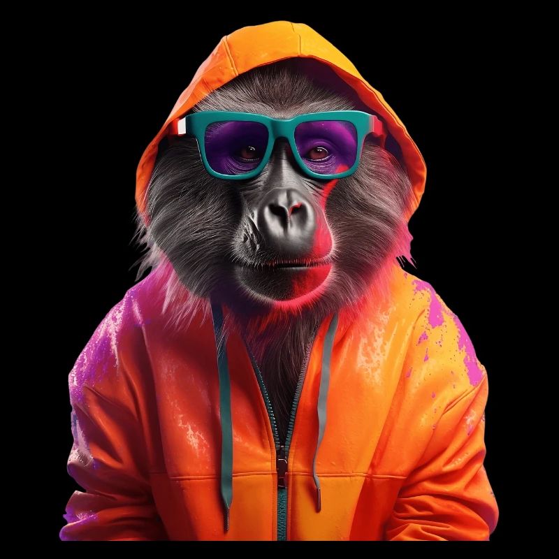 Baboon with Sunglasses Colorful Cool Monkey Baboons