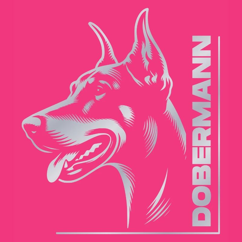 Doberman Pinscher, tête de chien, dessin d’argent
