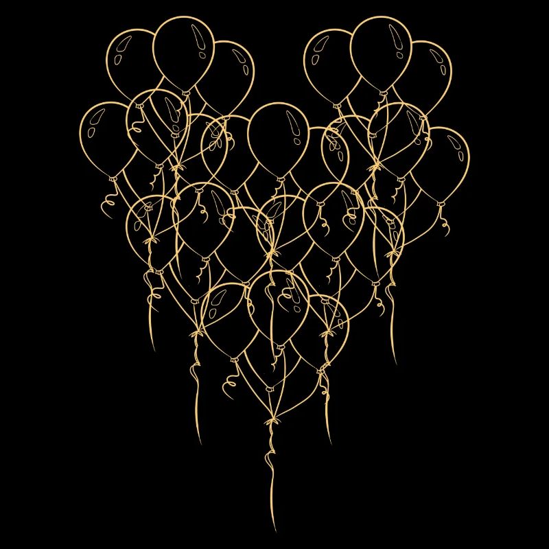 golden heart balloons fly