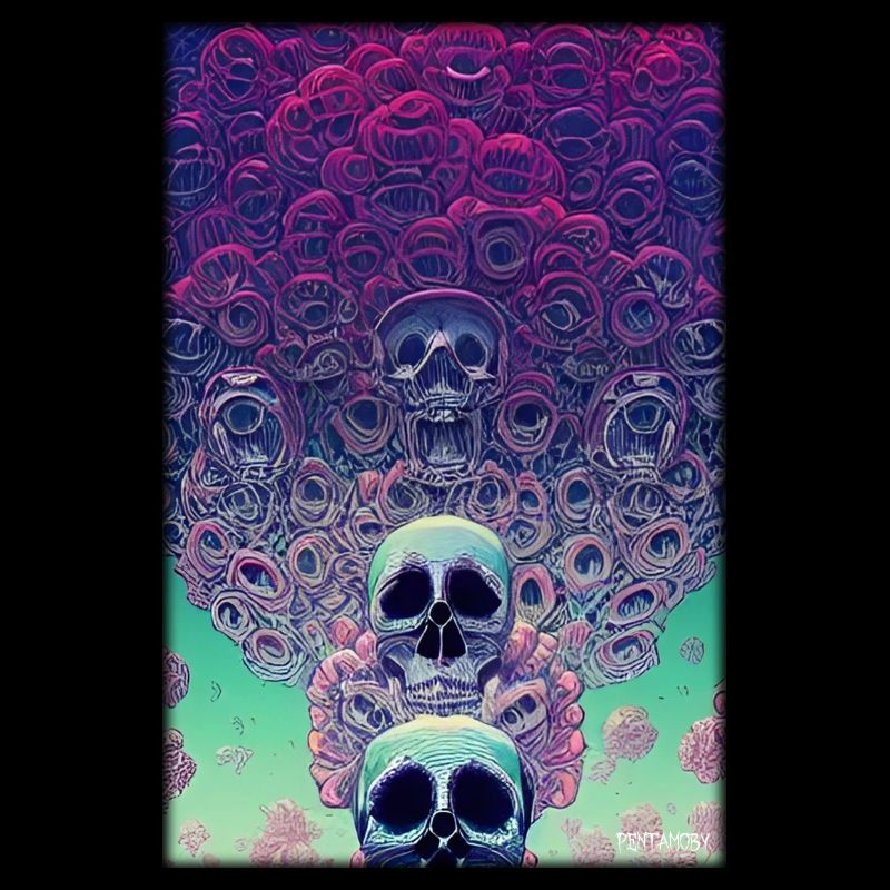 Skull Flowers Rose Cloud