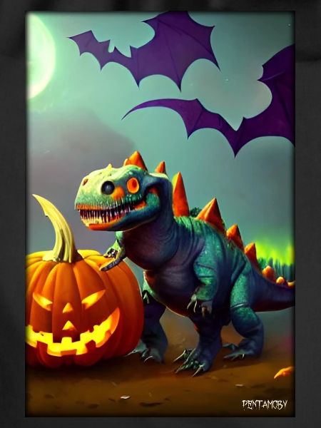 Halloween Dinosaur Pumpkin Bat