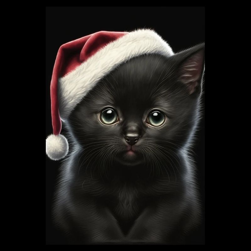 Black kitten christmas