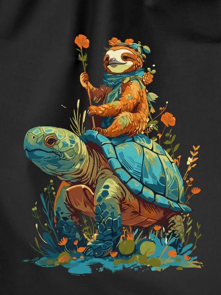 Sloth rides turtle