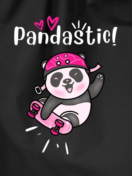 Pandastic Panda Skateboarding. Black.