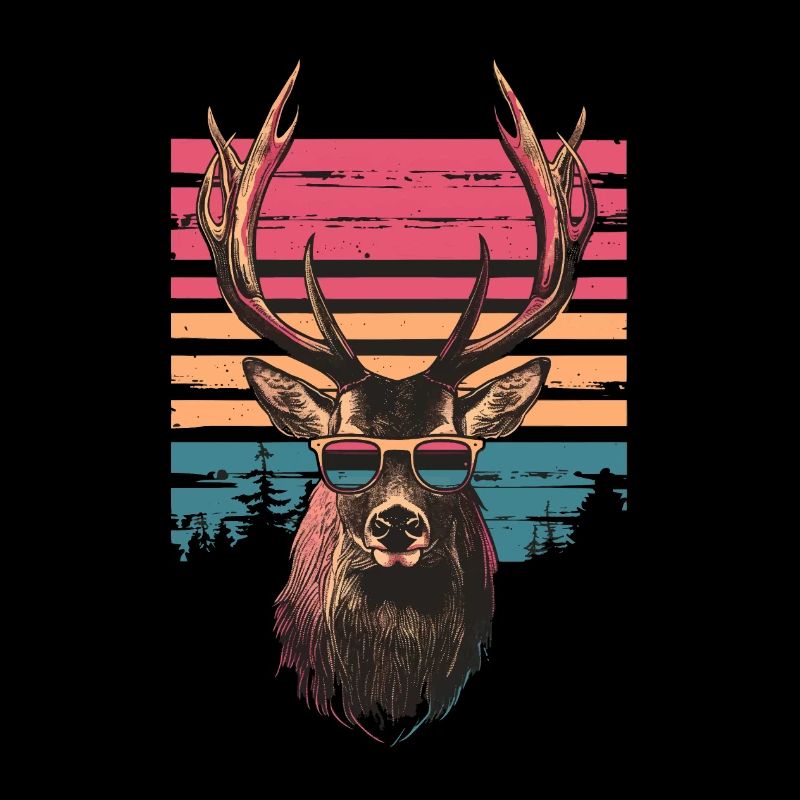 Hirsch mit Sonnenbrille vintage