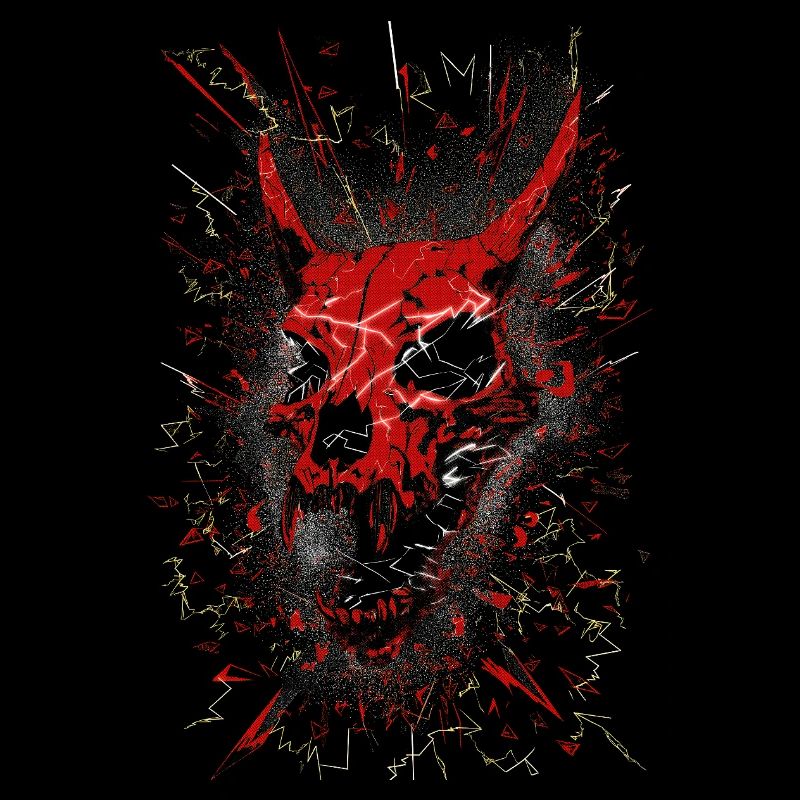 Neon Shattered Demon Skull
