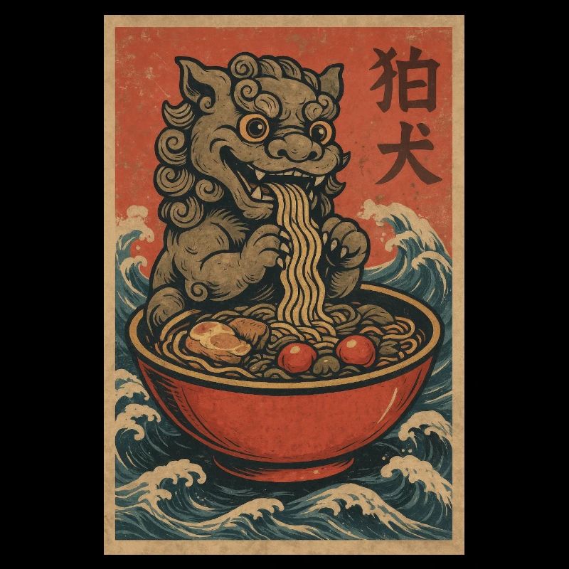 Ukiyoe FuDog Noodle Wave