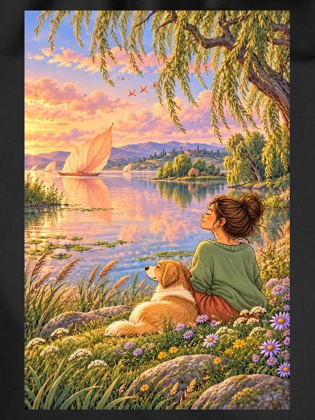 Frau und Hund am Traumsee