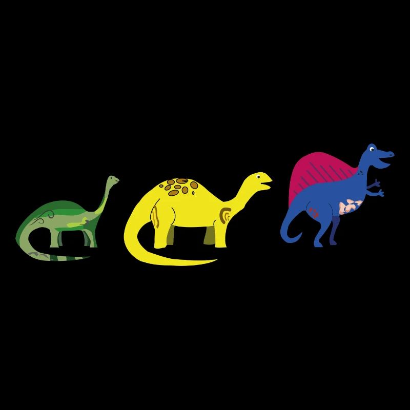 Three dinosaurs. Colorful.