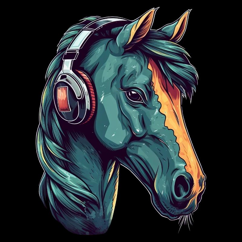 Idée passion chevaux cavalière aquarelle splash