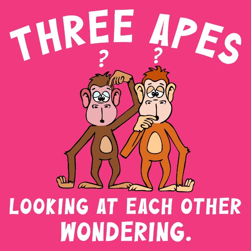 Three monkeys looking at each other questioningly