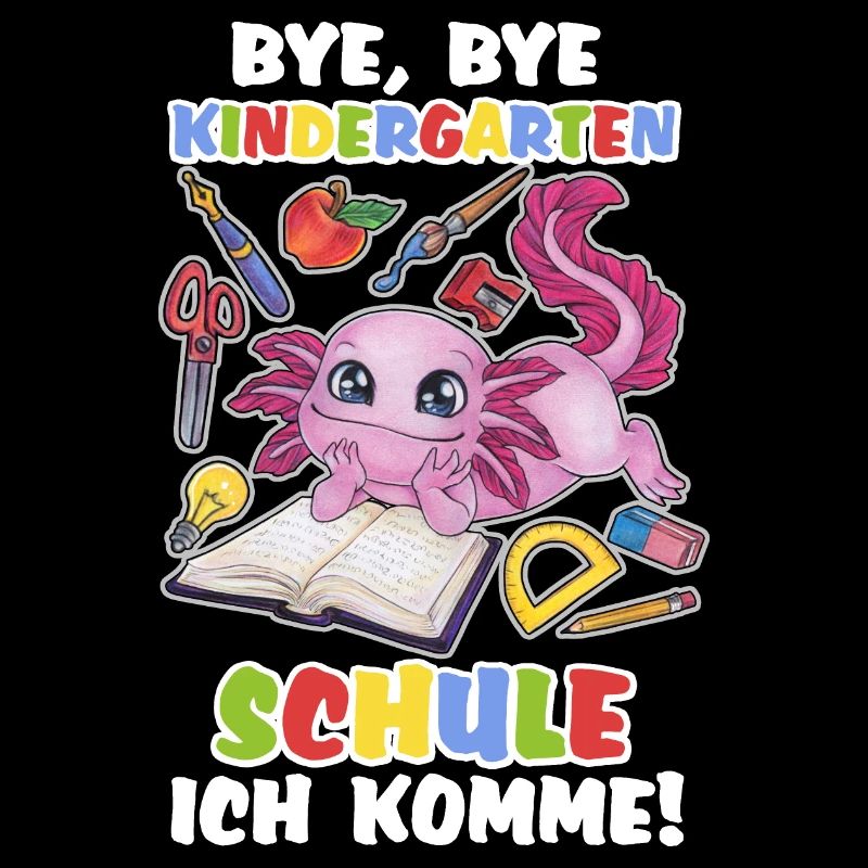 Niedliches Axolotl Kind Einschulung Schulanfang