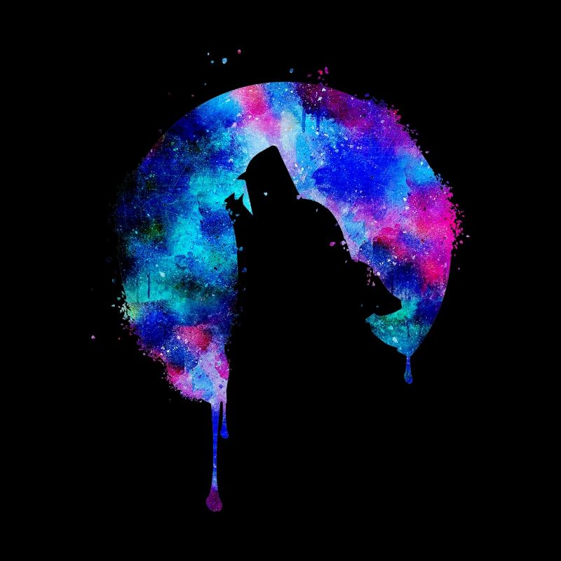 Howling Wolf - Full Moon - Gift Moon Galaxy