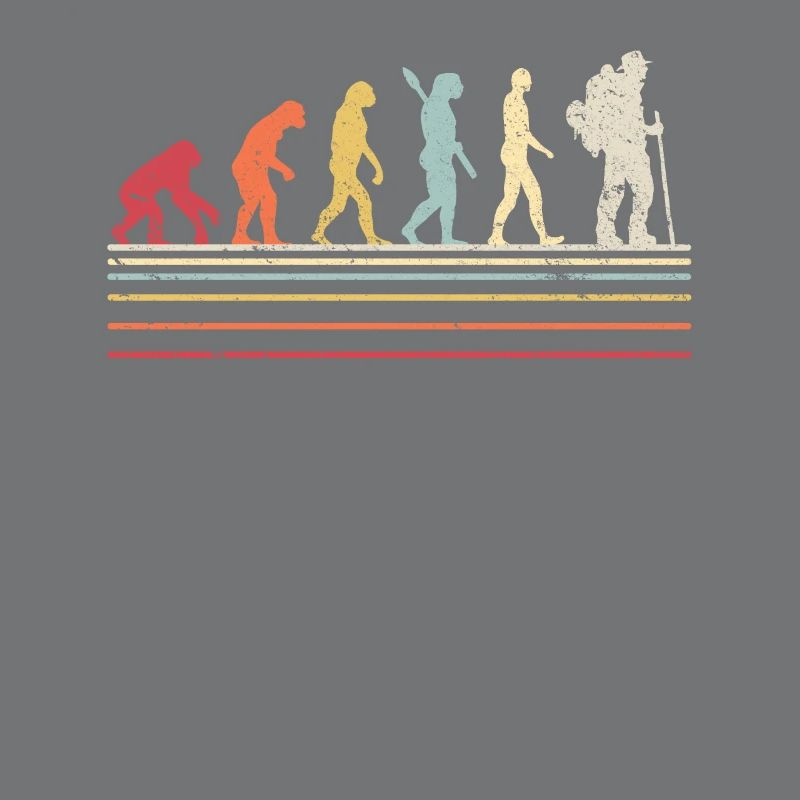 Hiking Graphic. Retro Style Evolution Design For