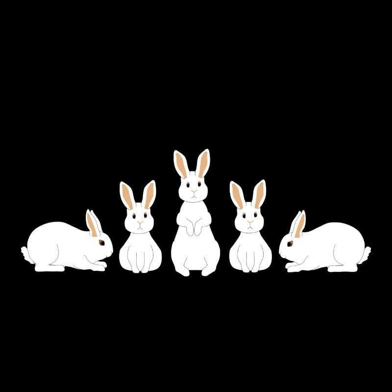 5 white rabbits