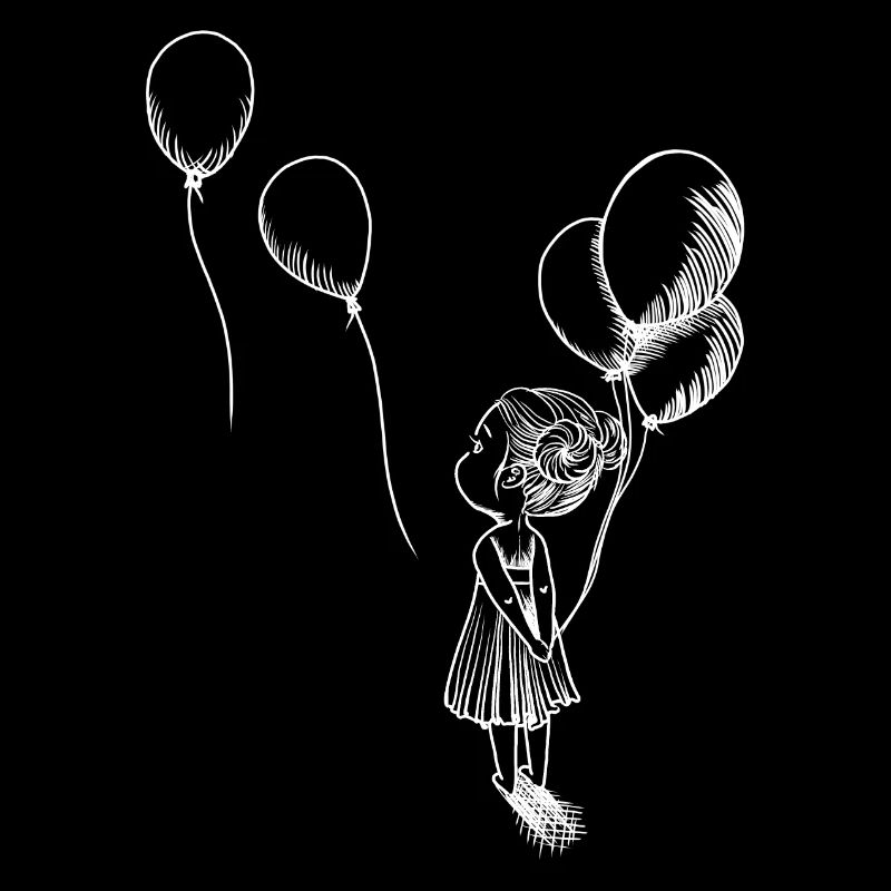 Fille avec des ballons sur blanc